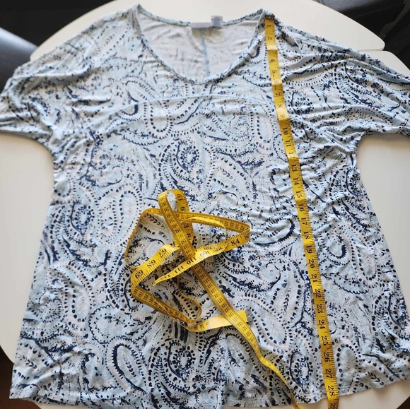 🔴4/30$🔴 Sigrid Olsen white and blue Paisley patterns quarter sleeves tee, 1X - Picture 8 of 9